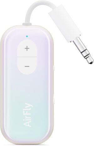 Twelve South AirFly SE Iridescent Bluetooth Wireless Audio Transmitter Receiver for AirPods or Wireless Headphones – Use with Any 3.5mm Audio Jack for Airplane, Gym Equipment, TV, iPad/Tablet and Auto