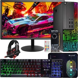 Dell Gaming OptiPlex Desktop RGB Computer PC, Intel Core i7, AMD RX 550 4GB GDDR5, 16GB RAM, 512GB SSD, 24 Inch HDMI Monitor, RGB Keyboard Mouse and Headset, WiFi, Windows 10 Pro (Renewed)