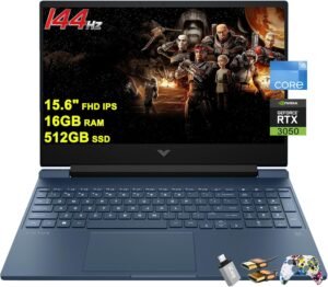 HP Victus 15 Gaming Laptop 15.6” FHD IPS Anti-Glare 144Hz Intel 8-core i5-12450H (Beat i7-11800H) 16GB RAM 512GB SSD GeForce RTX 3050 Backlit B&O Fast Charging Win11 Blue w/ICP Accessory