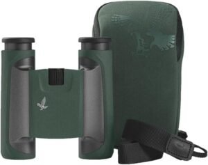 SWAROVSKI OPTIK 10×25 CL Pocket Binocular with Long Eye Relief and Folding Bridge Design (Green, Wild Nature Field Bag)