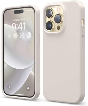 elago Compatible with iPhone 14 Pro Case, Liquid Silicone Case, Full Body Protective Cover, Shockproof, Slim Phone Case, Anti-Scratch Soft Microfiber Lining, 6.1 inch (Stone)