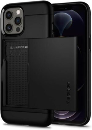 Spigen Slim Armor CS iPhone 12/12 Pro Case – Black, Extreme Protection, Metallic Finish
