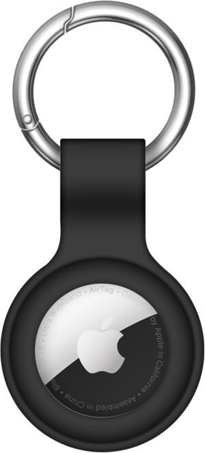 Compatible with AirTag Case Keychain Air Tag Holder Silicone AirTags Key Ring Cases Tags Chain Apple AirTag GPS Item Finders Accessories，Black