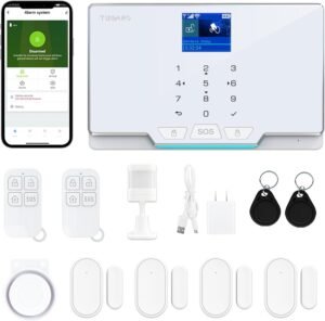 Home Alarm System,12 Pieces Smart Home Alarm Security System DIY No Monthly Fee,Phone Alert,Alarm Siren,Door/Window Sensors,Remotes,Compatible with Alexa and Google, for House Apartment Office,Villa