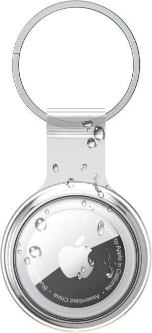 Airtag Holder Compatible with Apple AirTags, Waterproof Air tag Case Airtag Keychain Transparent Color All-Round Protection for Kids, Bags, Keys, Pets (Clear)