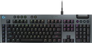 Logitech G915 X Low-Profile Wired Mechanical Gaming Keyboard, Double-Shot PBT Keycaps, Fully Programmable Keys, RGB Lighting, Aluminum Finish, GL Red Linear Switches – PC/Mac