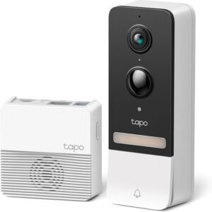 Tapo TP-Link Smart Video Doorbell Camera, Battery Powered, Chime Included, 2K 5MP, Color Night Vision, 2-Way Audio, Free AI Detection, Cloud/SD Card Storage, Works w/Alexa & Google Home, D230S1