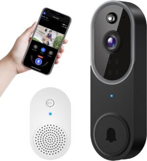 Smart Wi-Fi Video doorbell Camera Wireless with Night Vision, Two Way Audio, Motion Detection, Cloud Storage, Chime Ringer Included