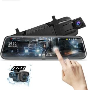 10” Mirror Dash Cam Night Vision 1080P FHD Full Touch Screen Front and Rear View Backup Camera for Cars Loop Recording Streaming Media 170°Wide Angle Parking Assistance with 10 Meters Cable