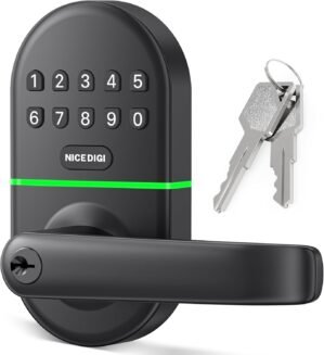 Smart Keypad Door Lock with Handle: Keyless Entry Door Lock for Front Door – Electronic Digital Door Lock- Code Door Lock – Easy Installation