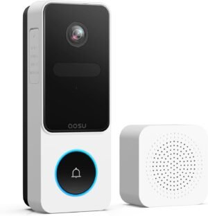 AOSU Doorbell Camera Wireless – Head-to-Toe View, Intelligent Package Detection, 2.4G Wi-Fi Video Doorbell with Chime, No Monthly Fees, Smart Human Detection, Works with Alexa and Google Assistant