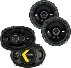 KICKER 43DSC69304 D Series 6×9 Inch 360 Watt 3 Way Dual Speakers with 43DSC6504 6.5 Inch 240 Watt 2 Way 4 Ohm Car Audio Coaxial Speakers
