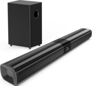 Saiyin Sound Bar for Smart TV with 5.25 Inch Subwoofer, 100W 24 Inch Soundbar for TV, TV Soundbar with Optical, ARC, AUX and Bluetooth 5.3 Inputs, Detachable Surround Sound System for TV