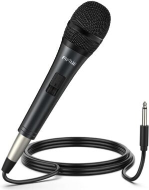 Fifine Karaoke Microphone, Dynamic Vocal Microphone for Speaker, 6.35MM Wired Handheld Mic with On and Off Switch and14.8ft Detachable Cable-K6