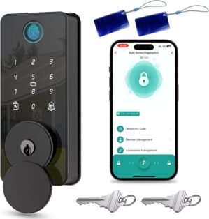 Smart Deadbolt Door Lock with Keypad,Fingerprint Door Lock,Keyless Entry Electronic Door Lock, Auto Lock&One Touch Lock, App Control
