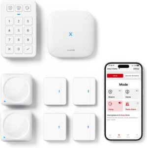 X-Sense Smart Home Security System, Wireless Home Alarm System 8-Piece Kit, Supports Mobile App Alerts, Compatible with Alexa, Includes 1 Base Station, 4 Door Sensors, 2 Motion Sensors, 1 Keypad, AS08