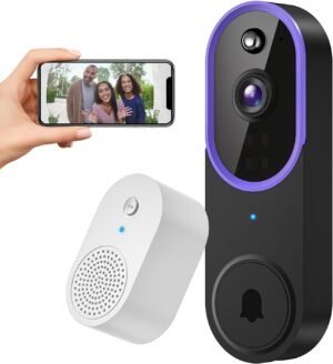 Smart 1080P Video Doorbell Camera Wireless, AI Human Detection, Live View, 2-Way Audio, Included Ring Chime, Night Vision, 2.4G Wi-Fi, Cloud Storage, Indoor/Outdoor Surveillance Cam