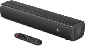 Wohome 2.1ch Small Sound Bars for TV with 6 Levels Voice Enhancement, Built-in Subwoofer, 16 Inches Bluetooth 5.3 Soundbar Speakers with Optical/AUX/USB Connection, S100 (Pure Black)