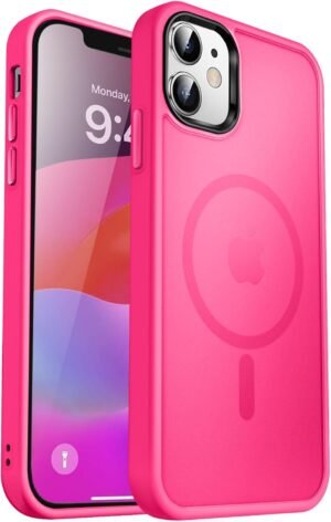 MOCCA Strong Magnetic for iPhone 12 Case/iPhone 12 Pro Case, [Compatible with Magsafe][Mil-Grade Drop Protection] Slim Shockproof Translucent Protective Phone Case for iPhone 12/12 Pro, Hot Pink