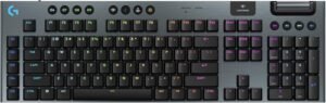 Logitech G915 X Lightspeed Low-Profile Wireless Gaming Keyboard, Double-Shot PBT Keycaps, Fully Programmable Keys, RGB Backlighting, Sleek Aluminum Finishing, GL Red Linear Switches – PC/Mac
