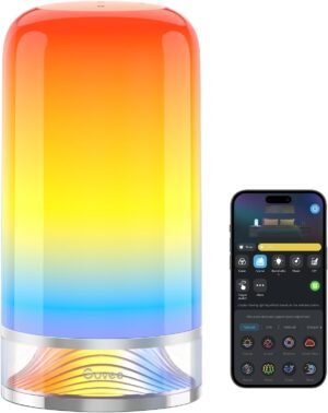 Govee RGBIC Smart Table Lamp 2, Touch Bedside Small Table Lamp Work with Matter, Alexa, LED Desk Lamp with 64 Scene Modes, Color Changing Lamp for Bedroom Living Room Dimmable Night Light(Corded)