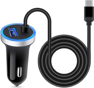 USB C Car Charger, 3.4A Fast Charging Car Adapter+3ft Type C Cable for Samsung Galaxy S25 S24 S23 S22 S21 S20 S10 Note 20 A10E A20 A50 A51 A71,LG Stylo 6/5/4 G7 V60 ThinQ Moto G8 G7 Google Pixel 4 3a