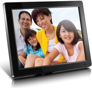 Aluratek (ADMPF512F) 12″ Hi-Res Digital Photo Frame with 4GB Built-In Memory and Remote (800 x 600 Resolution), Photo/Music/Video Support, Wall Mountable,Black