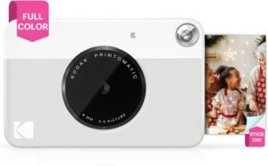 KODAK Printomatic Full-Color Instant Print Digital Camera – Colorful Photos On Zink 2×3″ Sticky-Back Photo Paper – 5MP, Portable, Creative Fun Gift for Birthday, Christmas, Holiday – Grey