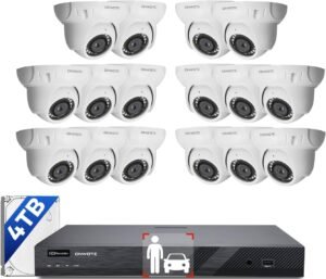 ONWOTE 16 Channel PoE Security Camera System, 12MP 4K 16CH Commercial NVR 4TB, 16x 6MP Outdoor 122° IP Cameras with Audio, AI Detect Human Vehicle, 100ft 60ft Ethernet Cables, Wired CCTV for Business