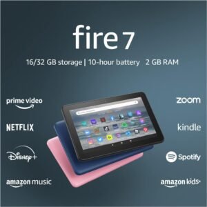 Like-New Amazon Fire 7 tablet, 7” display, 16 GB, 10 hours battery life, light and portable for entertainment at home or on-the-go, (2022 release), Black