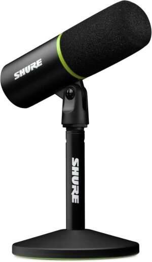 Shure MV6 Gaming Microphone, Dynamic USB PC Mic for Video Games & Streaming – Desktop Stand, Background Noise Cancellation, Tap-to-Mute & 3.5mm Output for Real-Time Headphone Monitoring