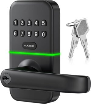 Smart Door Handle Lock with Keypad: Kucacci Keyless Entry Door Lock – Smart Lock for Front Door – Electronic Door Lock with Digital Keypad – Exterior Code Door Lock – Easy Installation