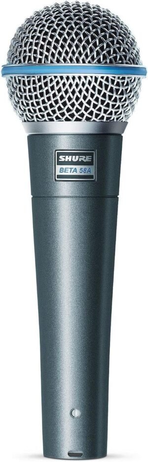 Shure BETA 58A Vocal Microphone – Single Element Supercardioid Dynamic Mic for Stage and Studio, Includes A25D Adjustable Stand Adapter, 5/8” to 3/8” (Euro) Thread Adapter and Storage Bag