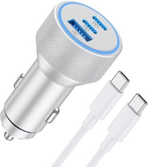 iPhone 15/16 Pro Max Car Charger, 67W 3-Port Fast USB C Car Charger Power Cigarette Lighter Adapter with 3FT USB C to C Cable for iPhone 15/15 Plus/15 Pro Max/16/16 Pro Max, iPad Pro/Air/Mini