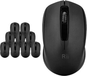 Rii 10-Pack Wireless Mouse,2.4G Portable Computer Mice for PC, Laptop, Windows,Office Included Wireless USB dongle (Black)