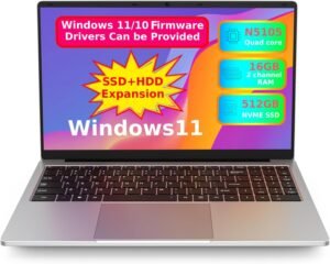 OTVOC Laptop 15.6 inch Windows 11, Celeron JasperLake N5105, Quad Core, Up to 2.9GHz, 16GB RAM, 512GB NVME SSD,Up to 4TB, 15.6″ FHD IPS 1920×1080, HDMI, HDD, Type-C, RJ45, Support Windows 10, Silver