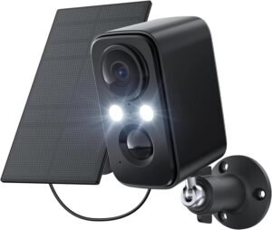 Security Cameras Wireless Outdoor: Cameras for Home Security WiFi Camera with Solar Panel Battery Powered Surveillance System Kit Motion Sensor Alarm Floodlight Night Vision IP66 Waterproof