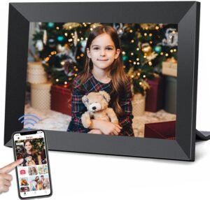 Frameo 10.1 Inch WiFi Digital Picture Frame with 1280 * 800P IPS Touch Screen HD Disply,Video Clips and Slide Show,Auto-Rotate, Wall Mountable,Send Photos Instantly from Anywhere with via Frameo APP