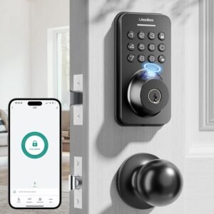Fingerprint Door Lock Deadbolt with Handle Set, Keyless Entry Door Lock, Door Locks for Front Door, Keypad Door Lock with Handle, App Control, Auto Lock, Easy Installation, Matte Black
