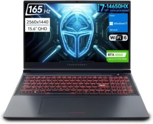 Radiant 15 4060 2.5K Gaming Laptop, 15.6″ QHD 165hz Display, 14th Gen Intel i7-14650HX, NVIDIA GeForce 4060, 64GB DDR5 RAM, 2TB DDR5 PCIe SSD, RGB Backlit KB, Wi-Fi 6, Windows 11, Gray