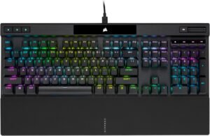 Corsair K70 RGB PRO Wired Mechanical Gaming Keyboard (Cherry MX RGB Red Switches: Linear and Fast, 8,000Hz Hyper-Polling, PBT Double-Shot PRO Keycaps, Soft-Touch Palm Rest) QWERTY, NA – Black