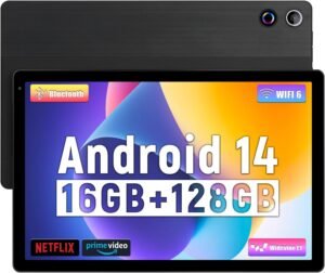 Tablet, 10.36” Android 14 Tablet with 16GB RAM 128GB ROM 1TB TF Card Expandable Octa-Core, Widevine L1, 1280 * 800 HD Touchscreen, Face ID, Wi-Fi 6, Fast Charging