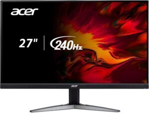 Acer Nitro 27″ WQHD 2560 x 1440 PC Gaming Monitor | AMD FreeSync Premium | Up to 240Hz Refresh | Up to 0.5ms HDR350 | DCI-P3 90% | 1 x Display Port 1.4 & 2 x HDMI 2.1 | KG271U Xbmiipx
