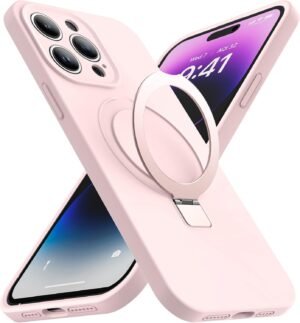 Designed for iPhone 13 Pro Case with Magnetic Invisible Stand Compatible with MagSafe Military Drop Tested Shockproof Silicone iPhone 13 Pro Phone Cases for Women Men 6.1” 2021, Pink