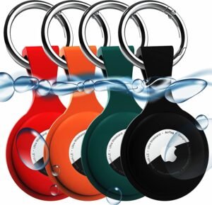 4 Pack AirTag Holder with Keychain AirTag case with Anti-Lost Keychain