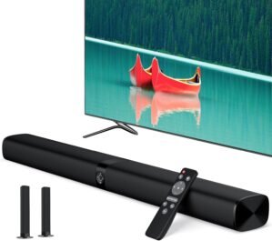 Sound Bar, 60W Sound Bar for Smart TV, 5.0 Bluetooth TV Sound Bar, Wired & Wireless Soundbar with Auto Volume Boost, ARC/Optical/AUX Connection, Detachable Soundbar