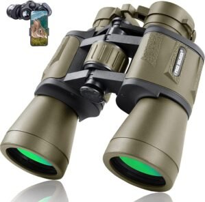 20×50 Binoculars for Adults with Smartphone Adapter – High Powered Binoculars for Bird Watching Hunting Hiking Concert Travel Theater with BAK4 Prism FMC Lens, Mud
