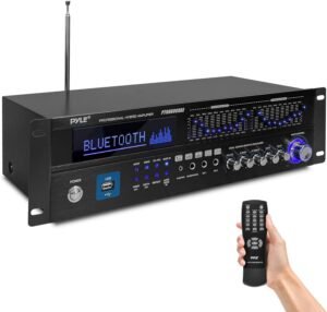 Pyle Bluetooth Hybrid Home Amplifier – 6-Channel 2000W Home Audio Rack Mount Stereo Power Amplifier Receiver w/ Radio, USB/AUX/RCA/Mic, Optical/Coaxial, AC-3, DVD Inputs, Dual 10 Band EQ – PT6060CHAE