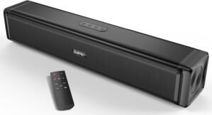Saiyin Sound Bar,Soundbar for TV with 4 Powerful Speakers,Surround Sound System for TV,17 inch Soundbar with Bluetooth/HDMI-ARC/Optical/AUX,Wall Mountable