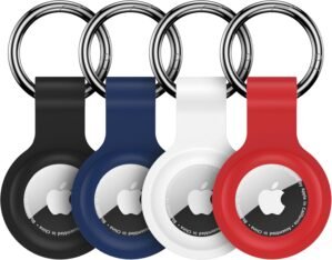 AirTag Holder AirTag Case Keychain Air Tag Holder, Silicone AirTags Key Ring Cases Tags Chain Apple GPS Item iTag Finders Accessories 4 Pack